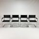 Set of 4 bauhaus cantilever tubular and leather armchairs, 1970's
