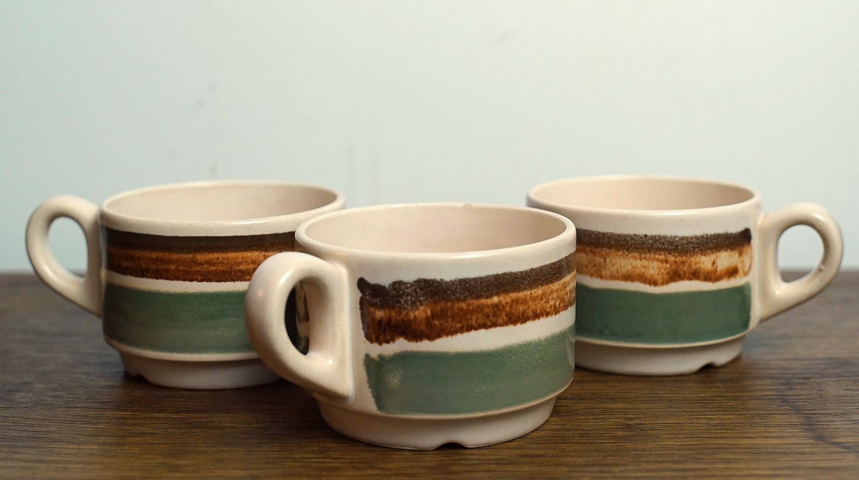 Set tasses à café Gien en grès avec soucoupes