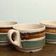 Set tasses à café Gien en grès avec soucoupes
