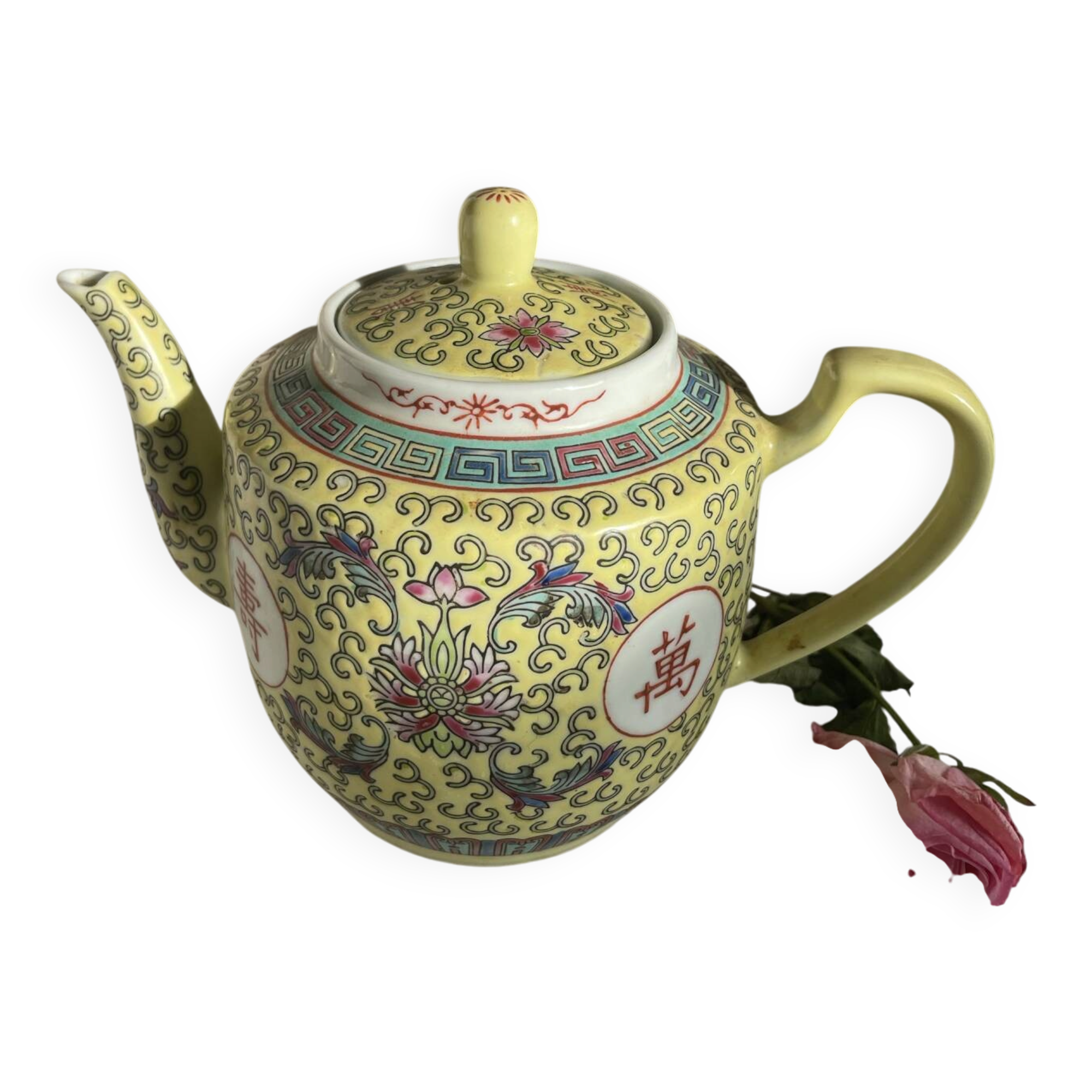 Chinese porcelain teapot with floral pattern