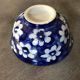 Vintage cup bowl in earthenware with blue floral paint décor - 18.5 cm