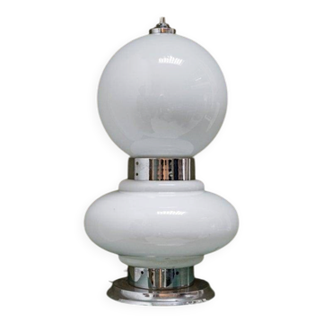 Pop Sculptural Murano Glass Floor / Table Lamp, Carlo Nason for Mazzega, Opaline