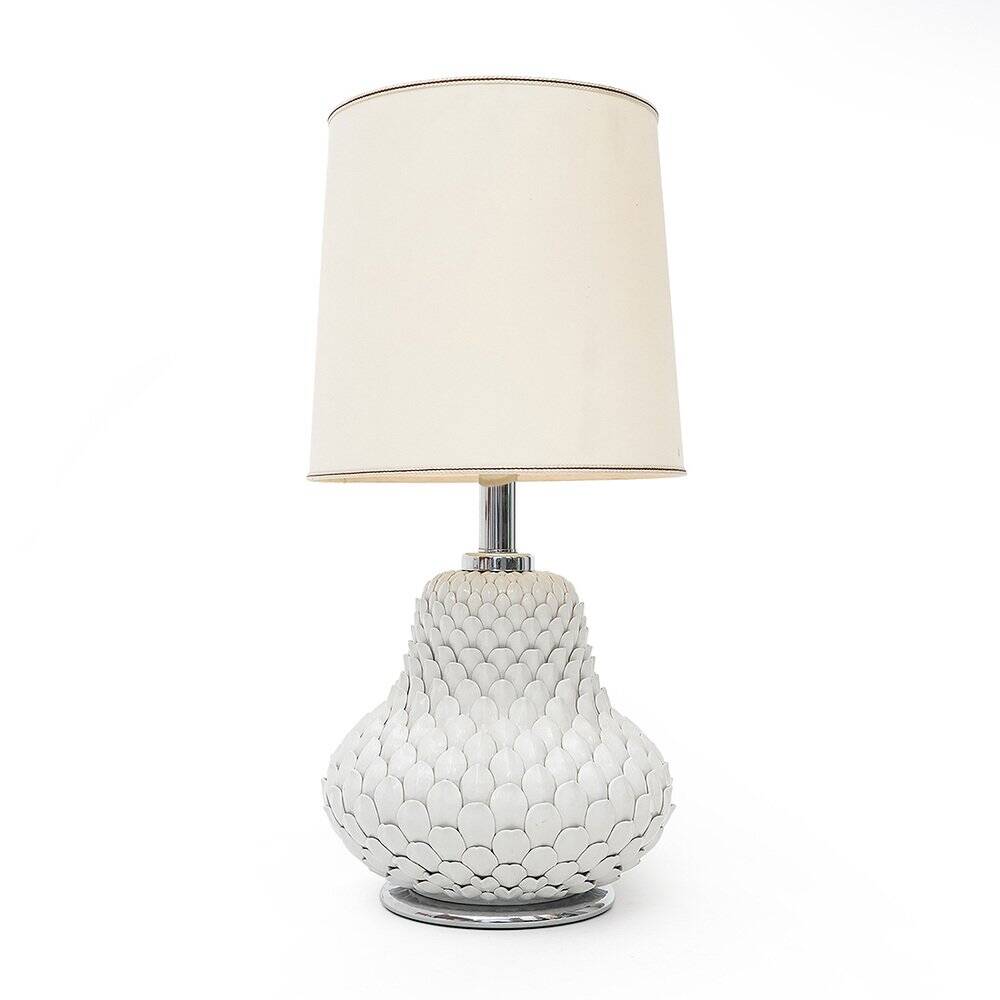Artichoke table lamp in white ceramic, 1970s