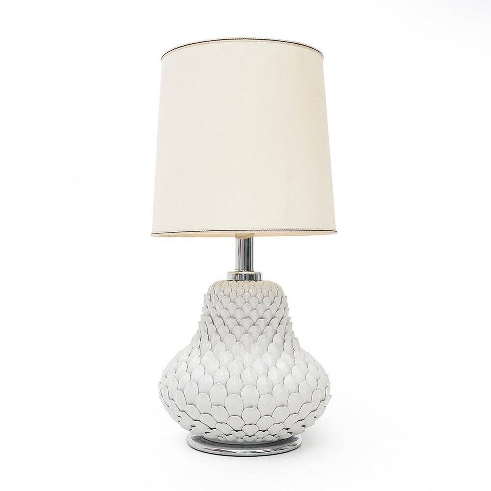 Artichoke table lamp in white ceramic, 1970s