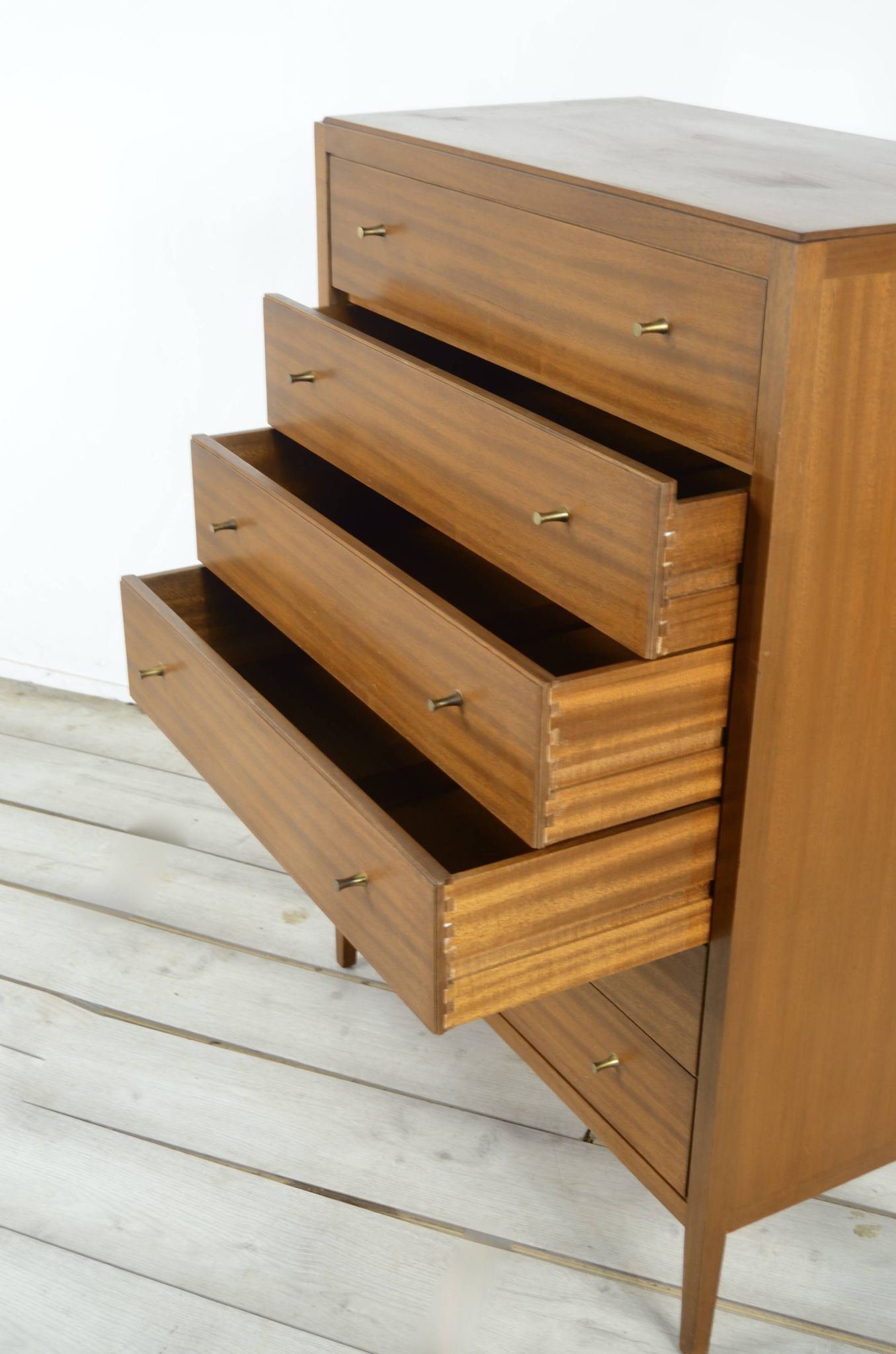 Vintage Midcentury 'Heal's' Chest Of Drawers / Tallboy In Walnut. Modern / Danish Style.
