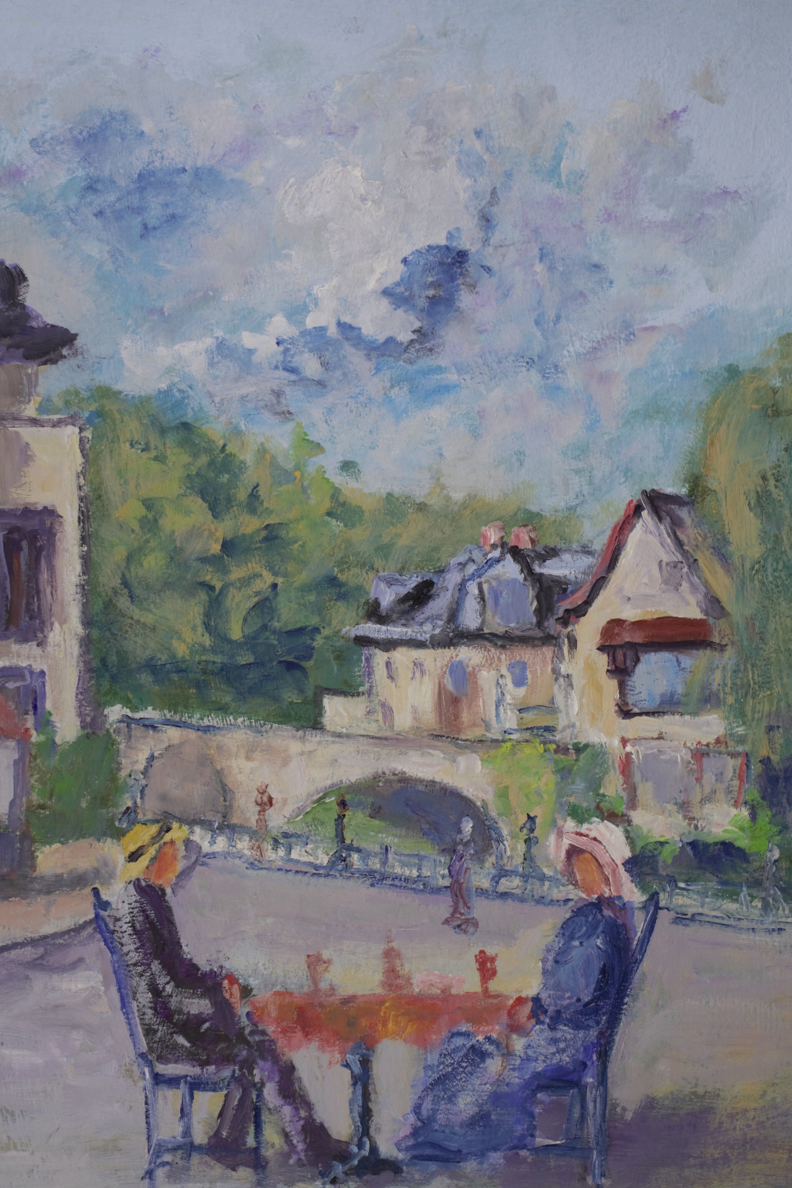 Oil on canvas "Lunch at 2 in the Isle-Adam under the sun" Faraoni Luciano