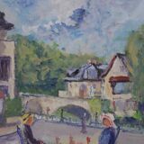 Oil on canvas "Lunch at 2 in the Isle-Adam under the sun" Faraoni Luciano