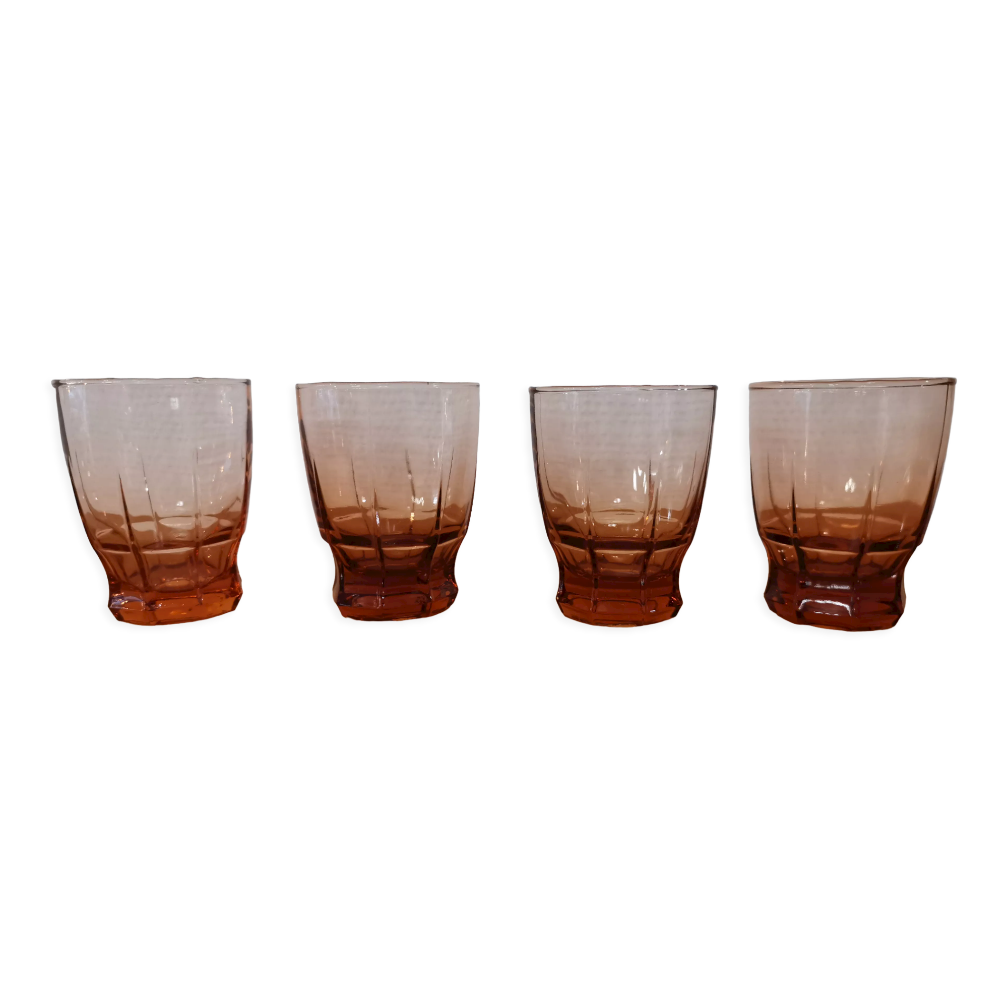 Set of 4 water glasses from the 30s smoked pink
