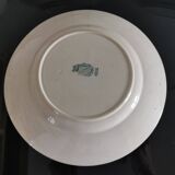7 assiettes plates modèle Jane à décor floral vert foncé Saint-Amand