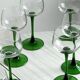 8 stemmed glasses with green stems, Alsatian wine glasses.