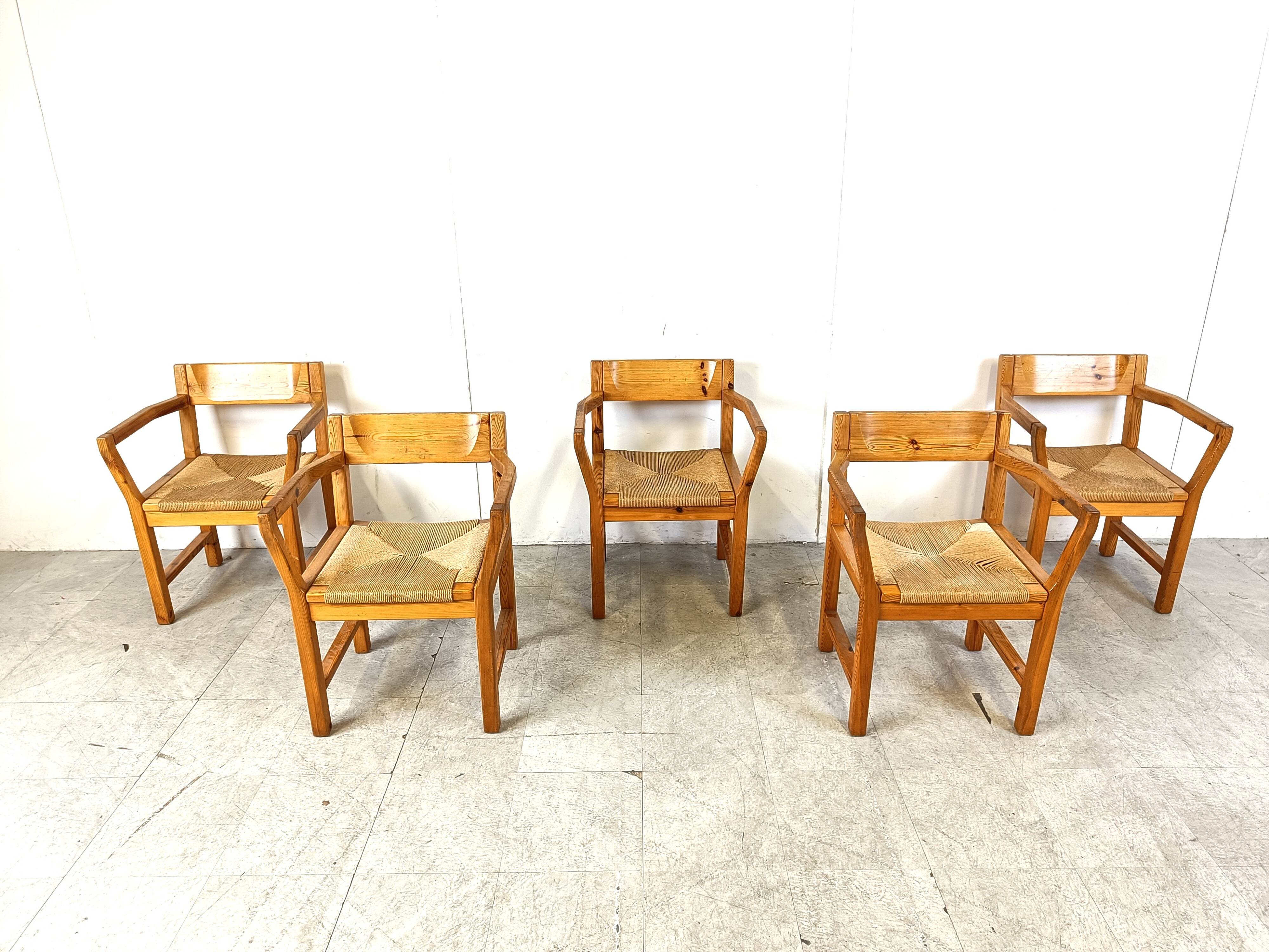 Vintage scandinavian pine wood dining chairs, 1960s by GM Mobler