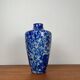 Vase en verre soufflé effet moucheté bleu cobalt et blanc , double parois