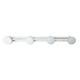 Wall coat rack with 4 hooks in white lacquered metal 1970