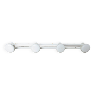 Wall coat rack with 4 hooks in white lacquered metal 1970
