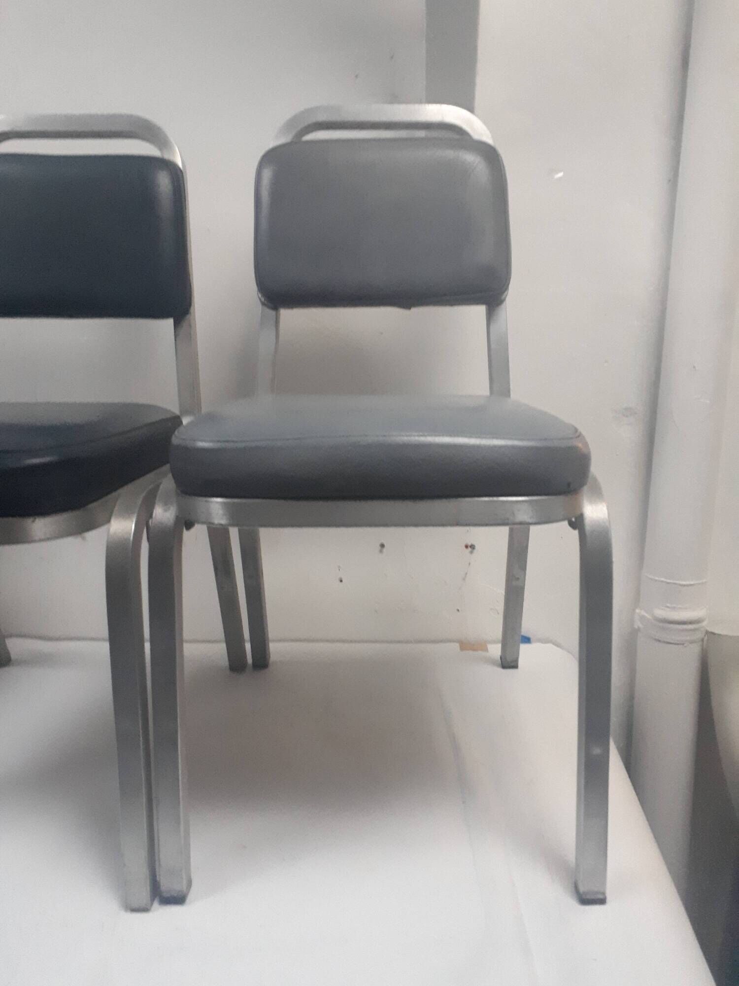 Pair chair desk conference aluminum skai grey vintage blue 1960
