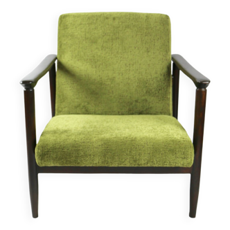 Fauteuil GFM-142 vert olive attribué à Edmund Homa, années 1970 - bois marron