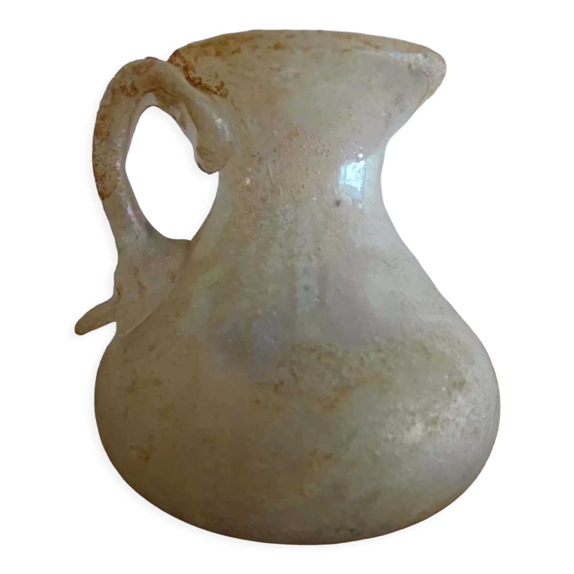 Vase with miniature handle Scavo Seguso Vetri d'Arte iridescent glass Murano 1950