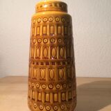 Yellow ceramic vase geometric patterns, West Germany