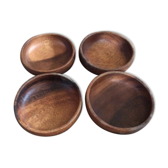 Series of 4 wooden cups