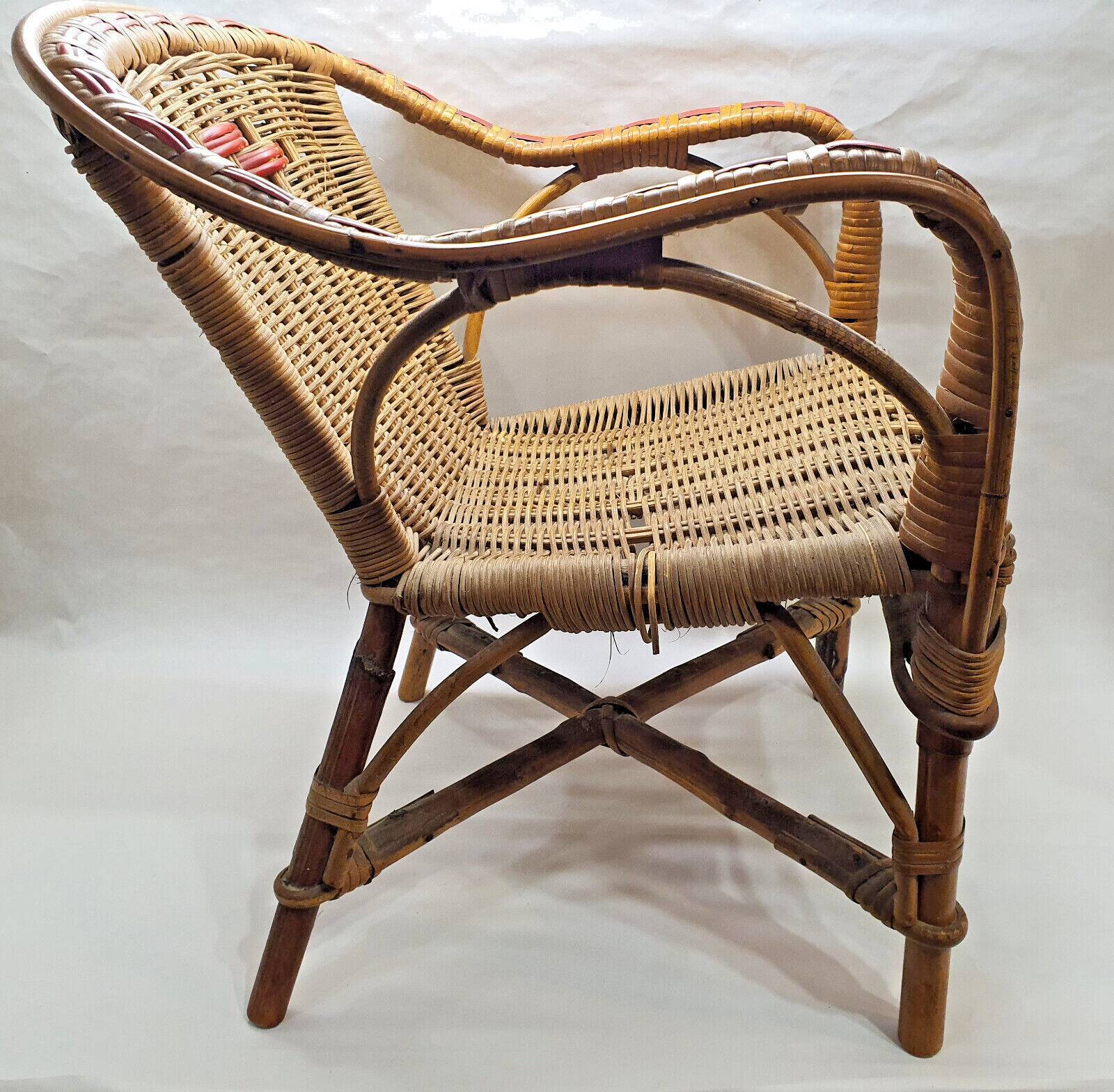 Old armchair child osier rattan 60s vintage decoration collection