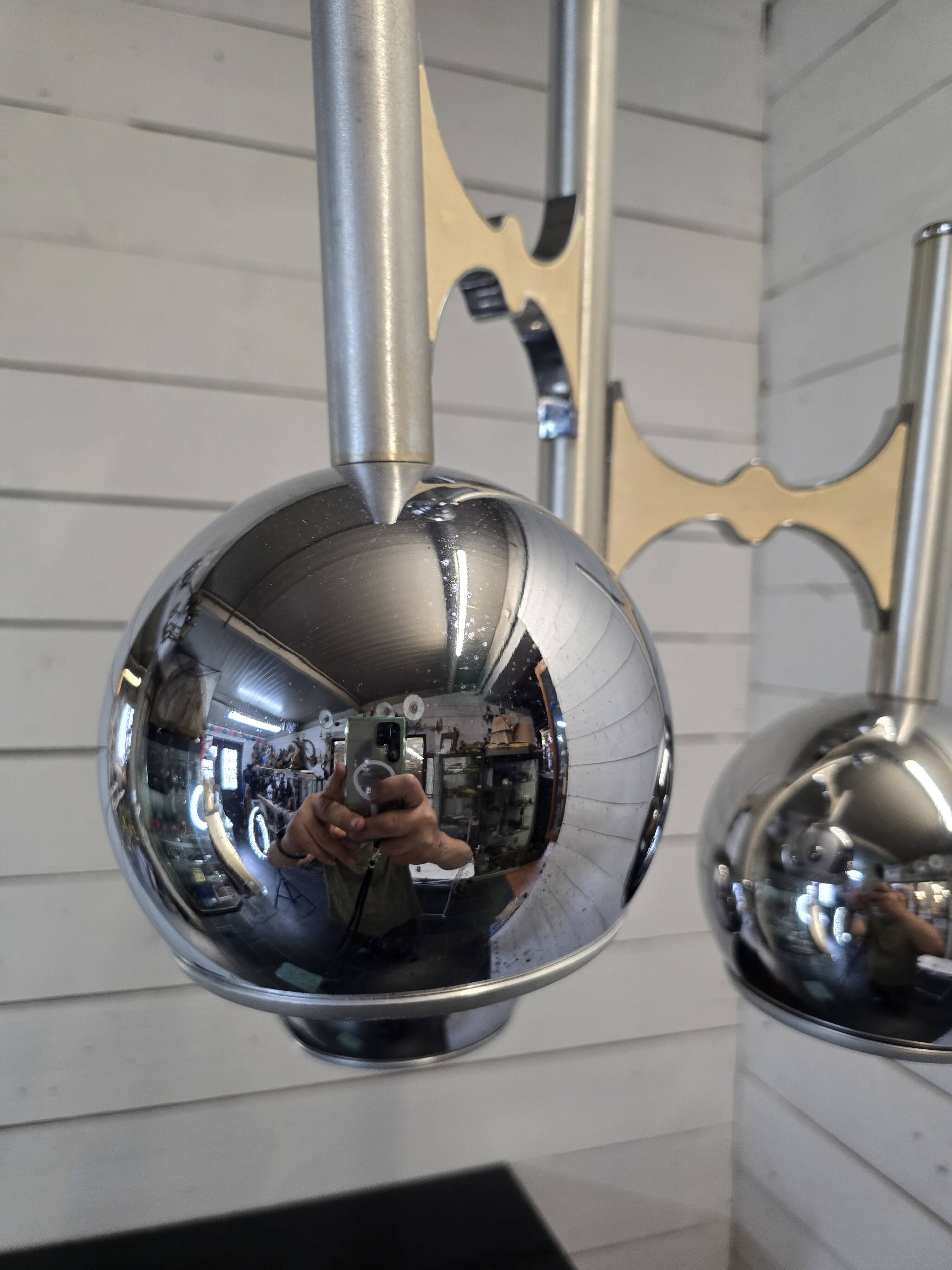 Vintage 3-light chrome metal chandelier