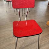 Vintage Lafague red formica set, 1 table, 6 chairs and 1 stool