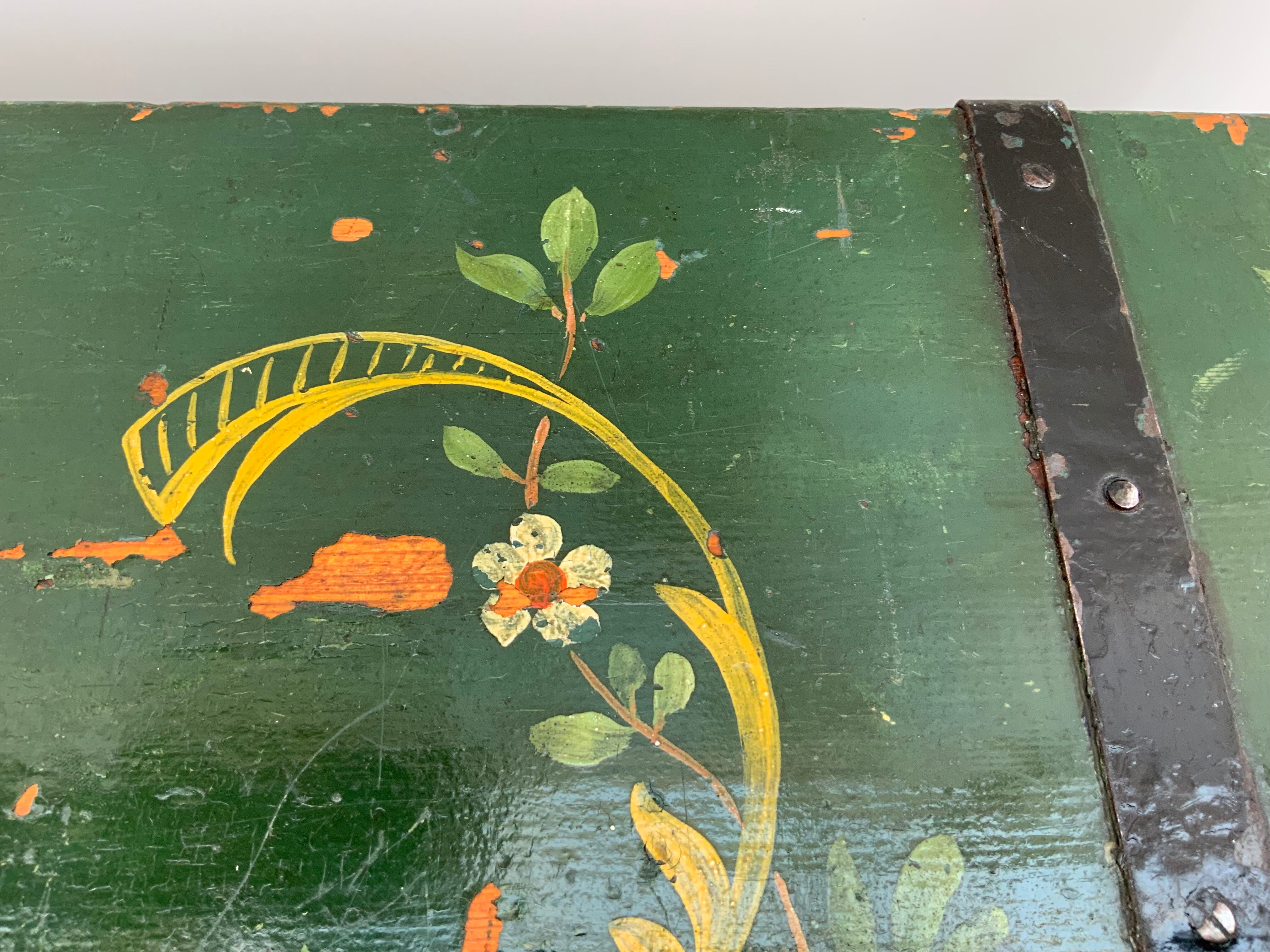 Antique hand painted swedish chest or trunk/ coffee table