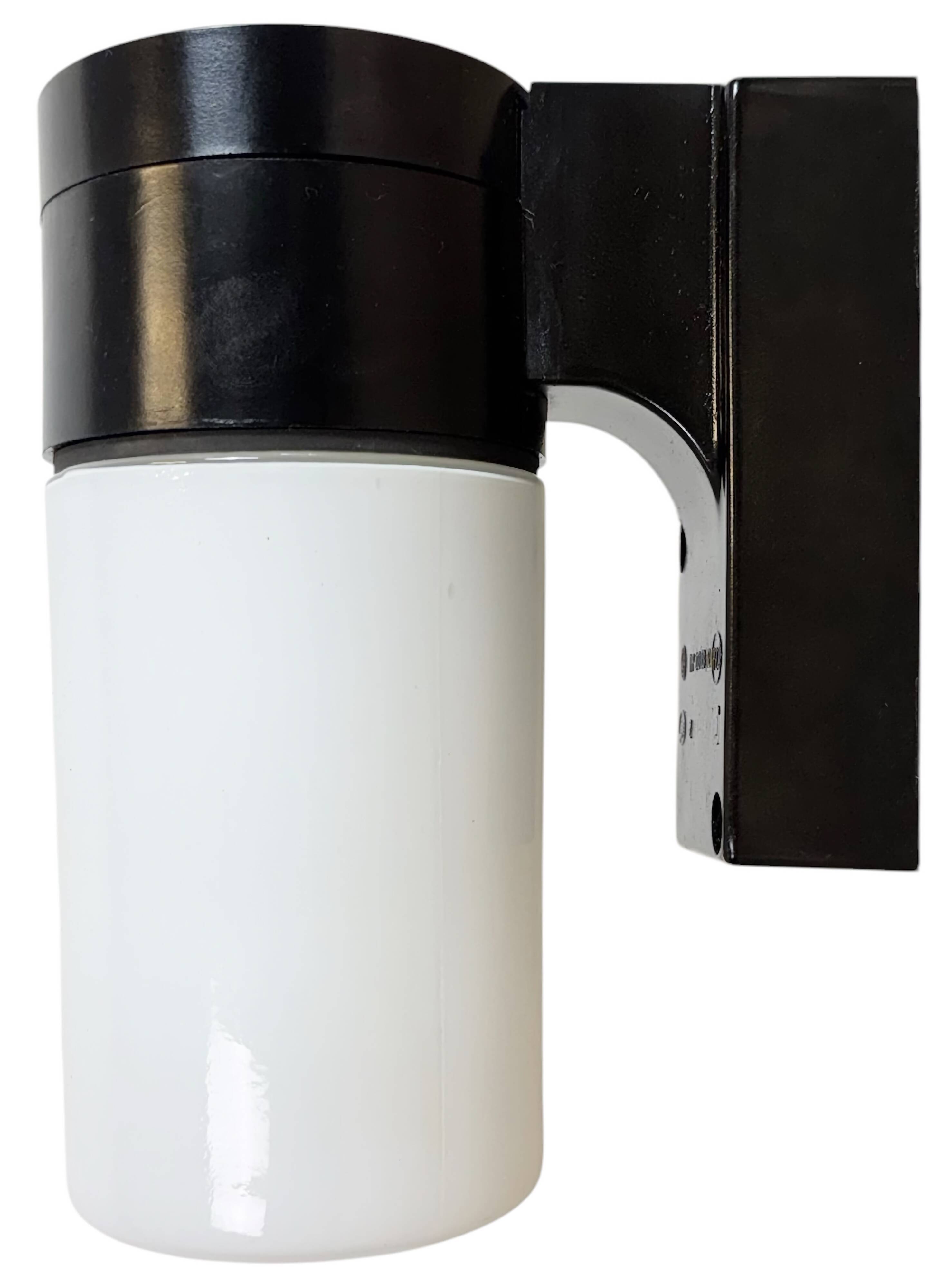 Industrial Brown Bakelite Wall Light with Milk Glass, 1960s