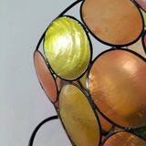 Bohemian mood lamp in Capiz shell and metal - Asian crafts