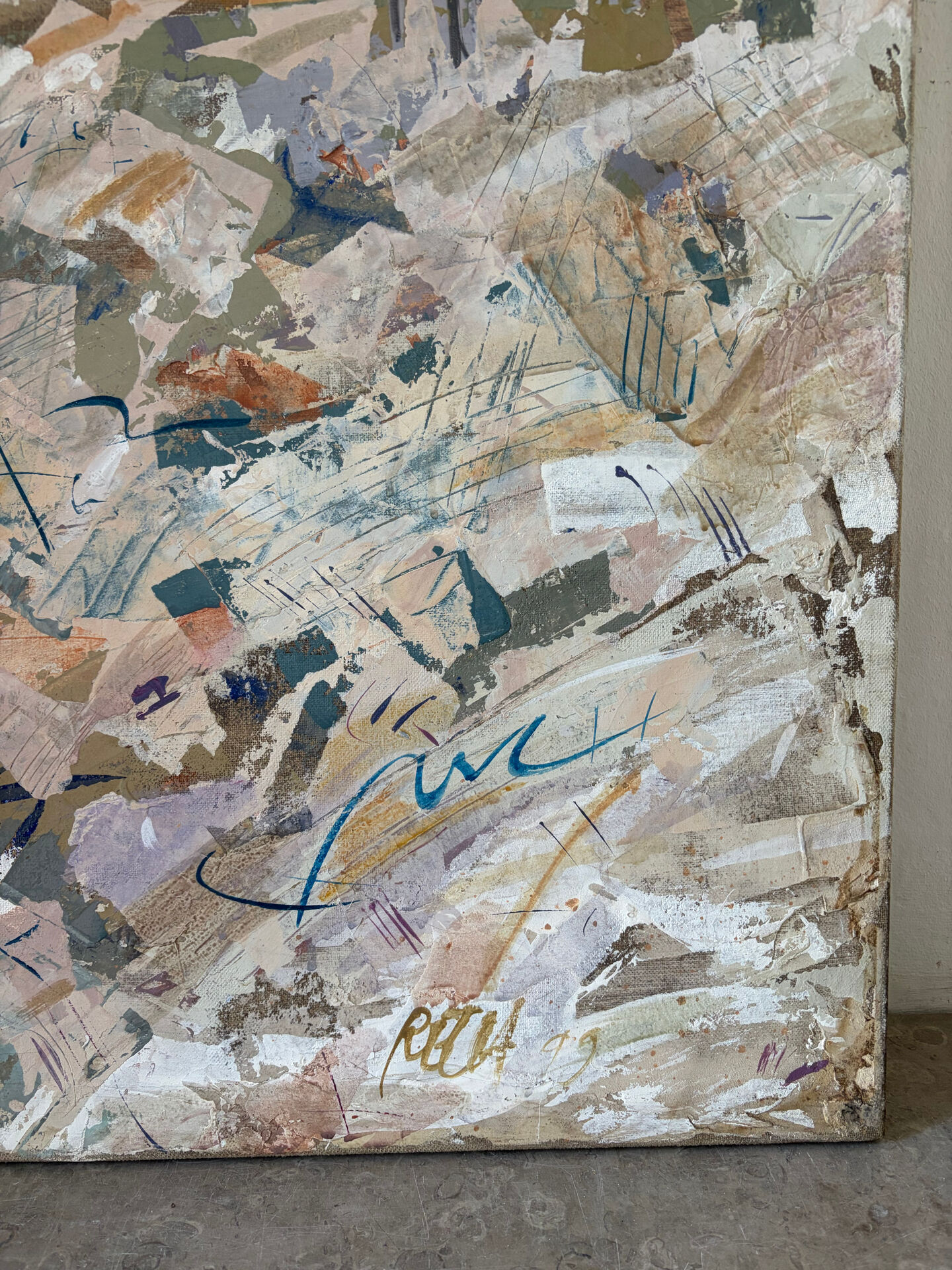 Tableau abstrait - Les Champs, technique mixte