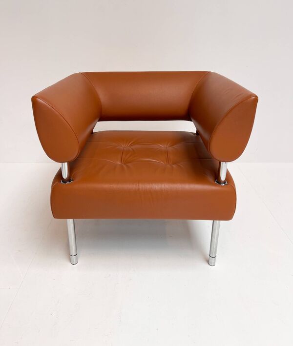 Fauteuil couleur cognac par Sergio Bellin pour Sitland, années 1990