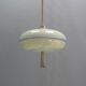 Art Deco rod pendant lamp with brass suspension and decorative glass shade