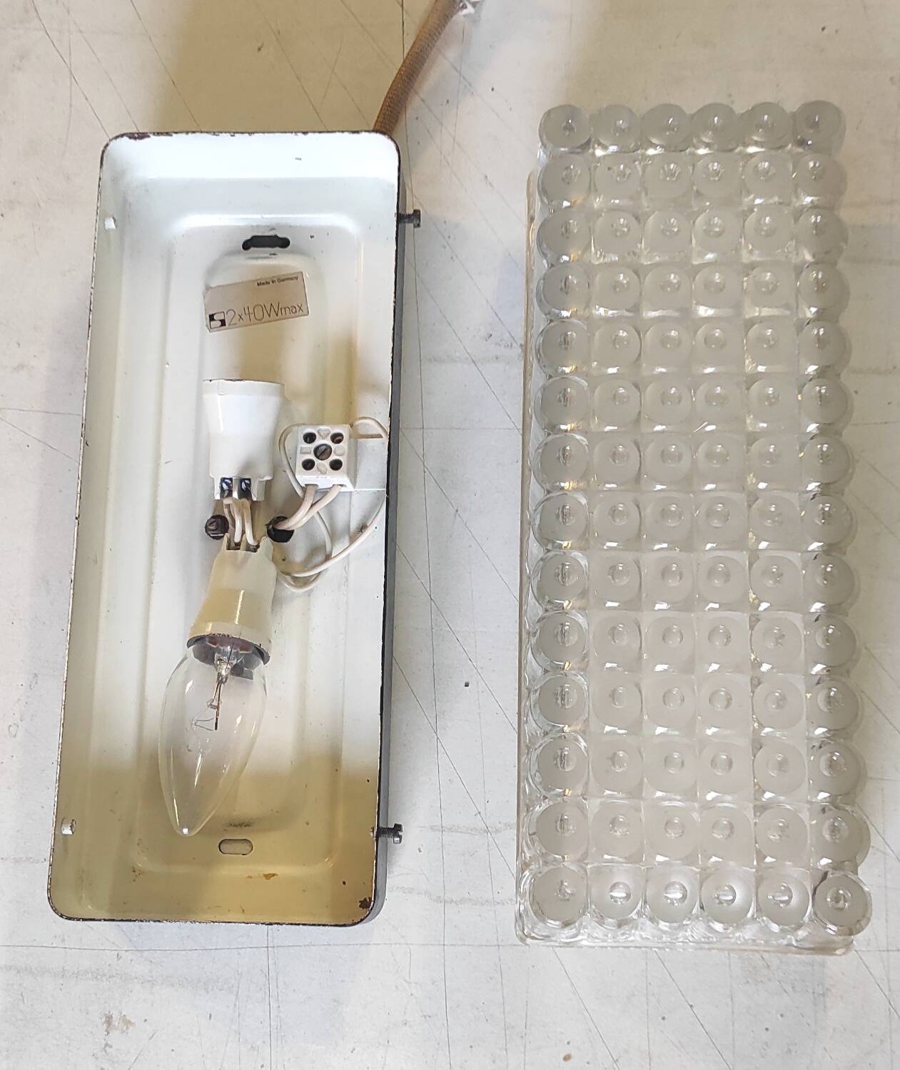 Bauhaus ceiling light in glass and metal - mid. 20th century