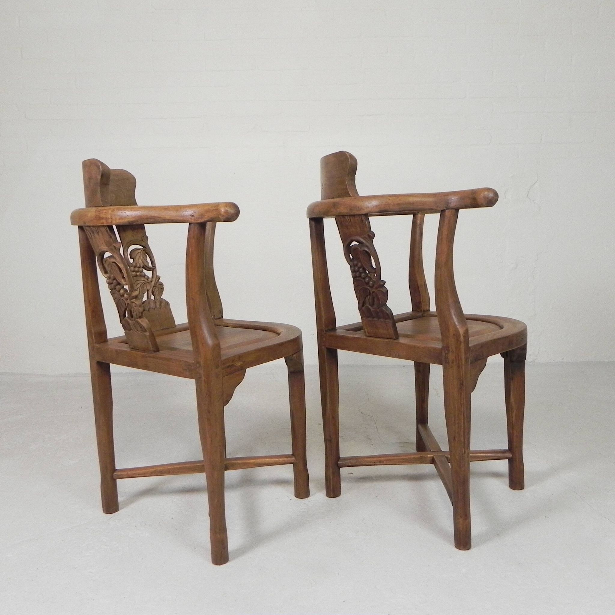 Ensemble de 2 chaises d'angle en teck, années 1980