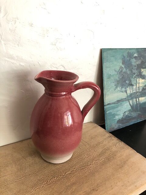 Pink ceramic pitcher