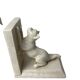 Art Deco, pair of crackled earthenware bookends featuring cats from Louvière around 1930.