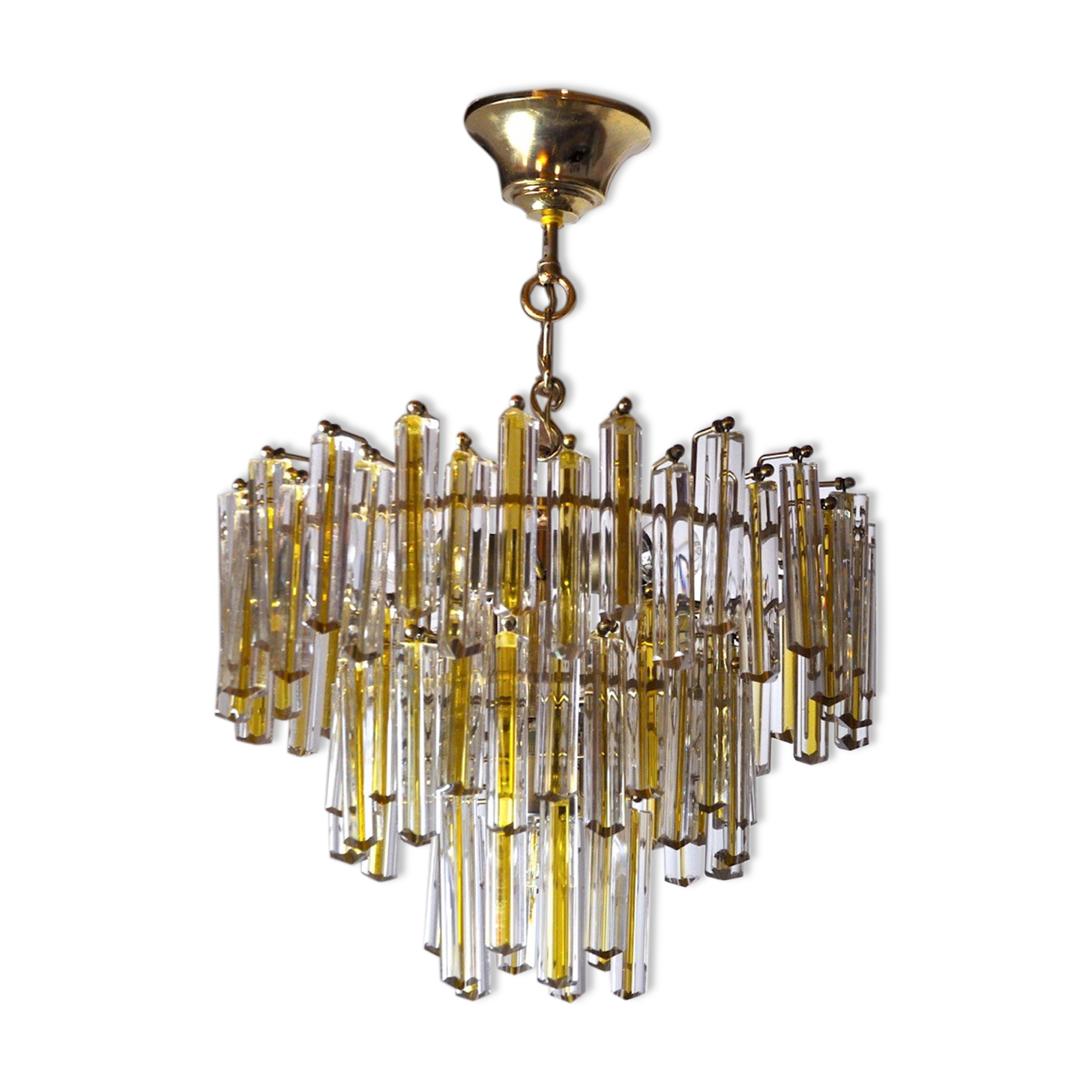 Lustre Paolo Venini bicolore 3 niveaux 1970, Italie