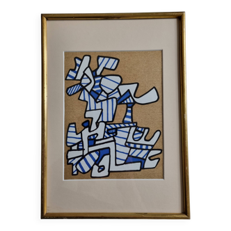 Silkscreen print after Jean Dubuffet, framed, 1970s, 23 x 32 cm