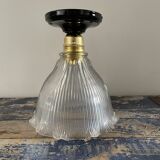 Vintage holophane glass ceiling lamp