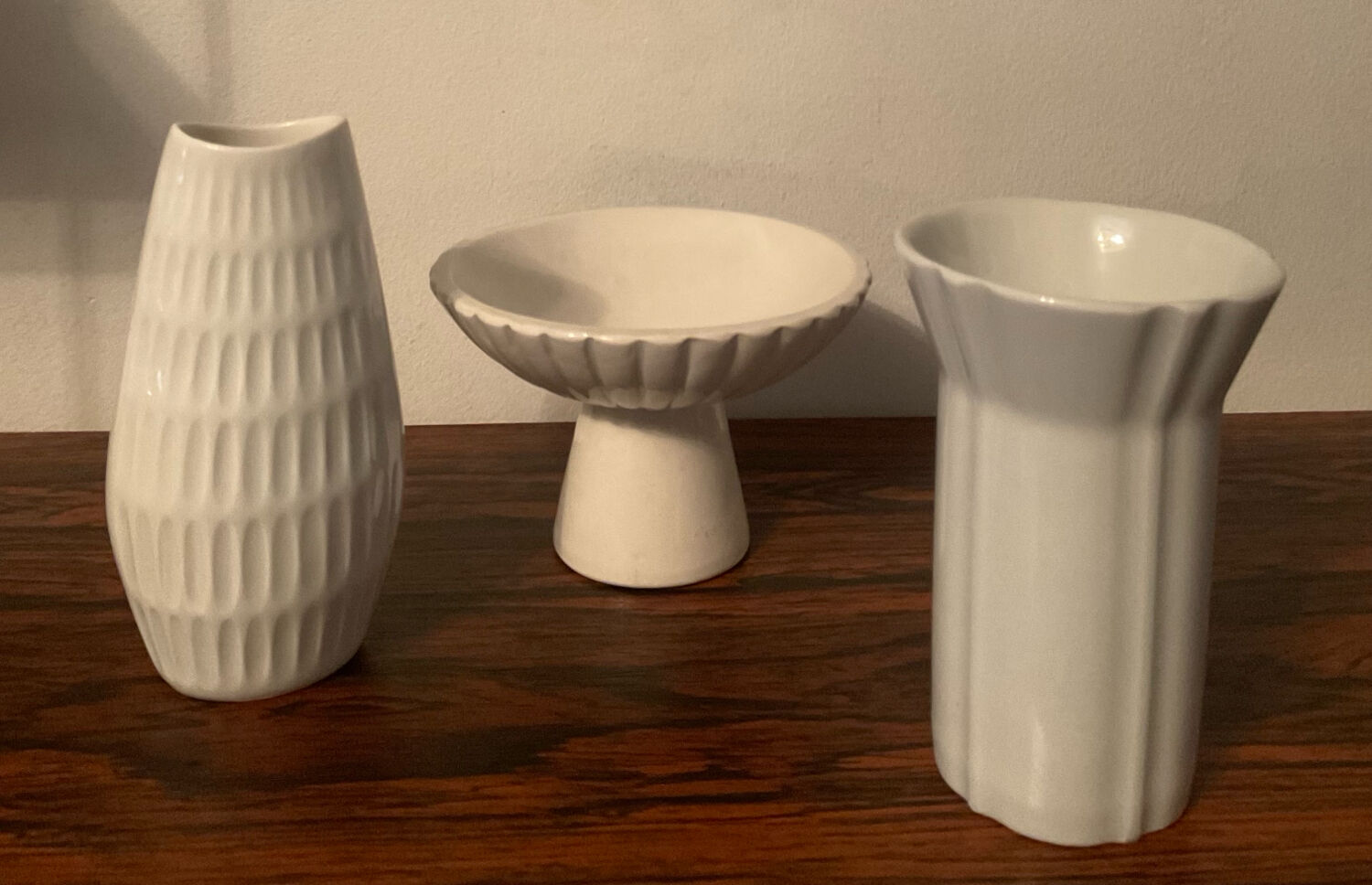 Set of 3 vintage Bareuther porcelain vases.