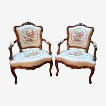 Paire de fauteuils Louis XV