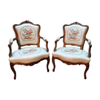 Paire de fauteuils Louis XV