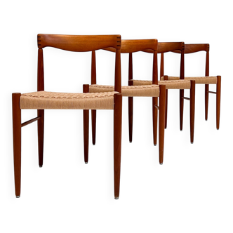 Refurbished set of 4 papercord chairs by H. Klein for Bramin, 1960s