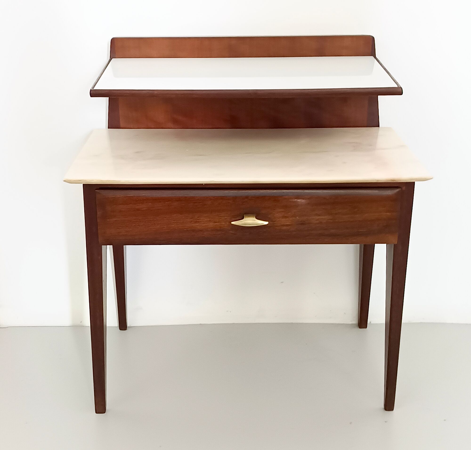 Vintage Single Nightstand with Glass and Marble Shelves, Italy