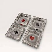 4 cendriers Baccarat en cristal peint à la main