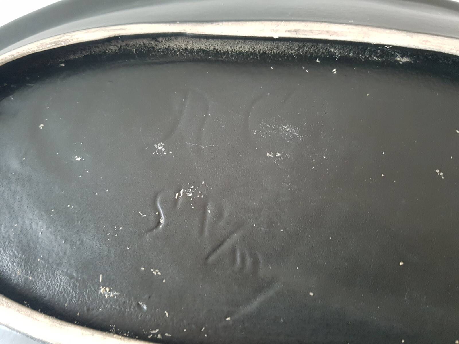 Large fish platter ceramic 1950s 1960s vintage purple & black signed years