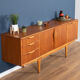 Retro 1960s teak jentique mid century sideboard with folded handles