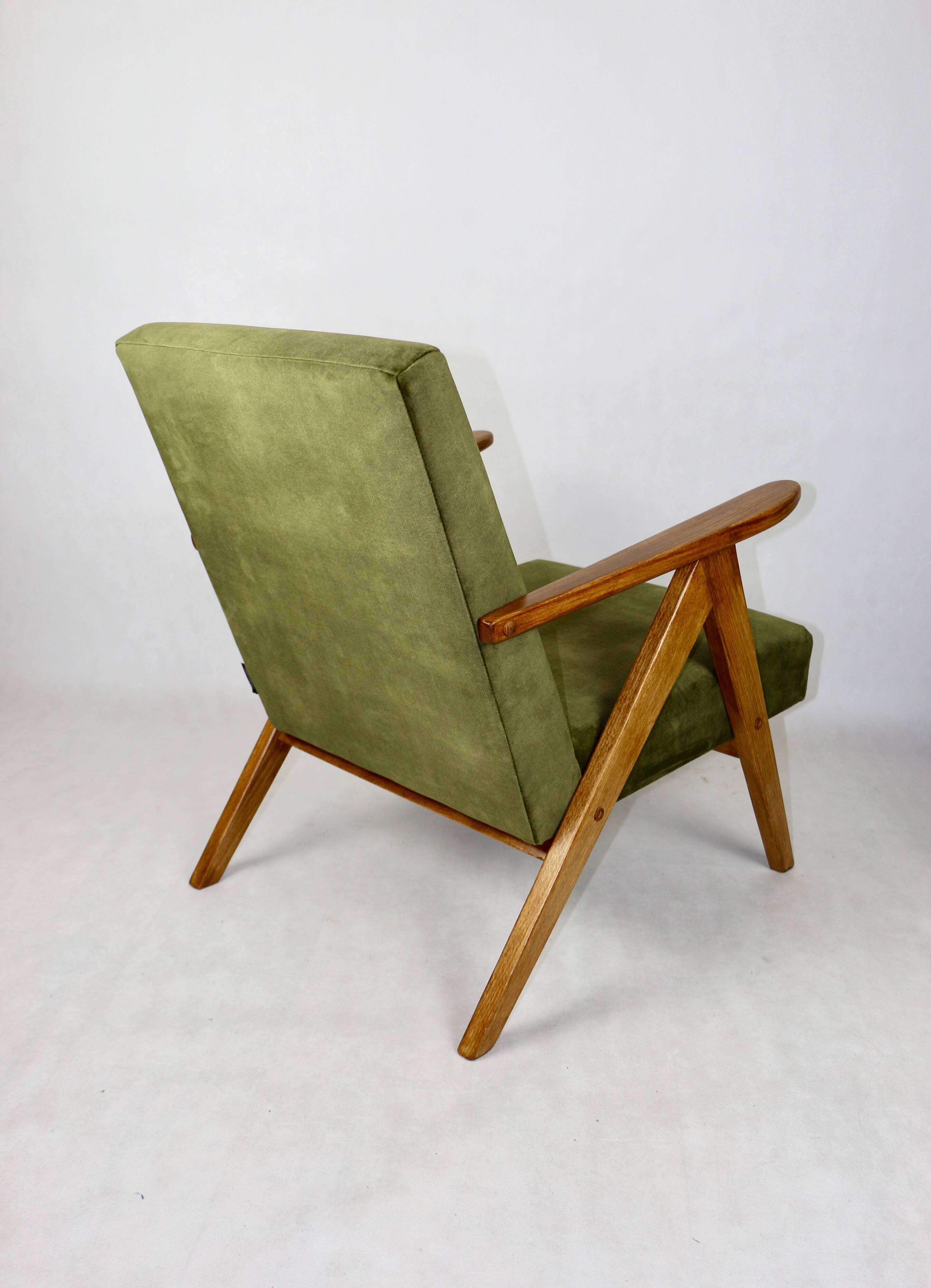 Fauteuil vintage vert olive modèle B-310, années 1970