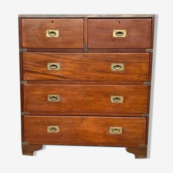 Navy chest of drawers in blond mahogany with 5 drawers end xix debut xxeme