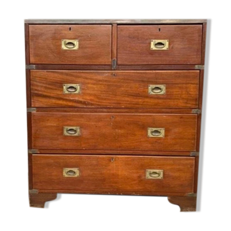 Commode de marine en acajou blond a 5 tiroirs fin xix debut xxeme